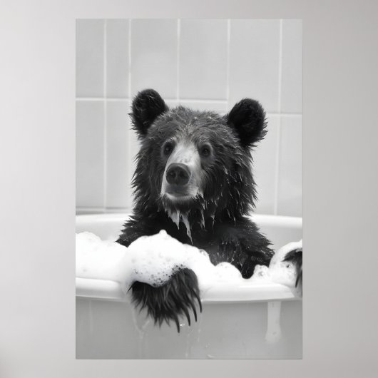 Beer in badkuip kunstprint, Grappige badkamer Poster (Voorkant)