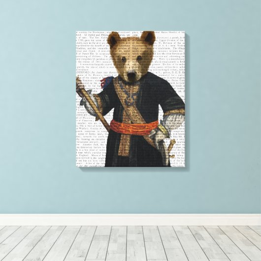 Beer in Blauwe Robes Canvas Afdruk (Insitu (Houten vloer))