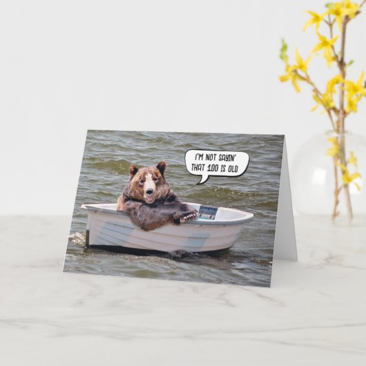 Beer in Boat 100e Humor Kaart (Gele Bloem)