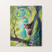 Beer in bosweide pastel krijttekening legpuzzel (Verticaal)