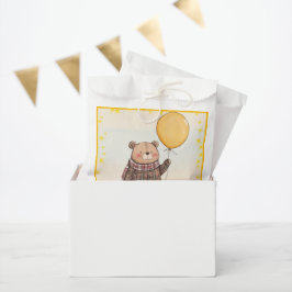 Beer in Bruin Plaid Trui met Gele Ballon Bedankzakje