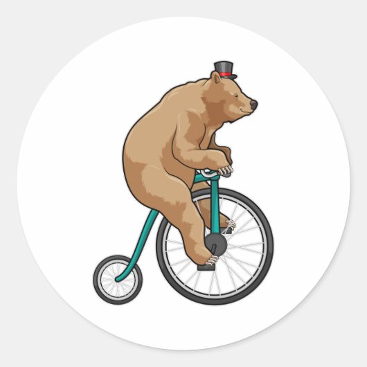 Beer in Circus met fiets Ronde Sticker (Voorkant)
