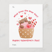 Beer in Cupcake Aangepaste Kinder Valentijnsdag Feestdagenkaart (Voorkant)
