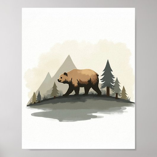 Beer in de bergen poster (Voorkant)