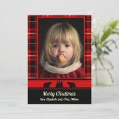 Beer in de Bossen Red Plaid Foto Kerstmis Aankondiging (Staand voorkant)