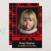 Beer in de Bossen Red Plaid Foto Kerstmis Aankondiging (Voorkant / Achterkant)