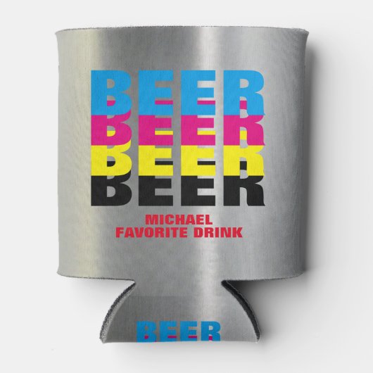 BEER in de kleuren CMYK, zijn favoriete drink Blikjeskoeler (Voorkant)