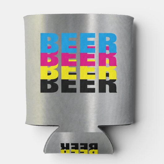 BEER in de kleuren CMYK, zijn favoriete drink Blikjeskoeler (Achterkant)
