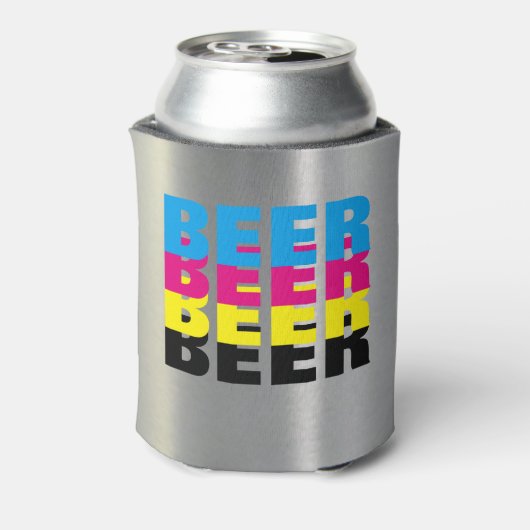 BEER in de kleuren CMYK, zijn favoriete drink Blikjeskoeler (Blikje Achterkant)
