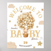 Beer in de mand Goud Beige Baby shower Welkom Poster (Voorkant)