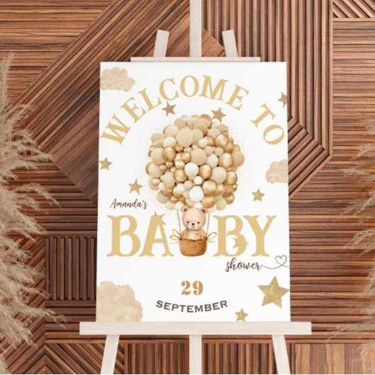 Beer in de mand Goud Beige Baby shower Welkom Poster