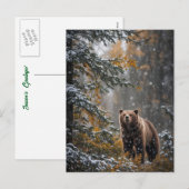 Beer in de sneeuw Kerstseizoenen Groeten Feestdagenkaart (Voorkant / Achterkant)