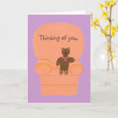 Beer in de stoel, Denken aan jou, wenskaarten Kaart (Gele Bloem)