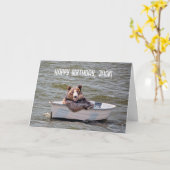 Beer in Dinghy voor geboortedag Kaart (Gele Bloem)