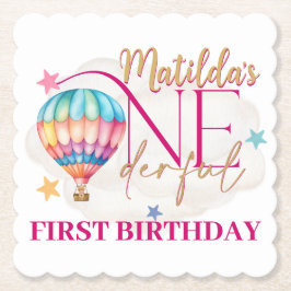 Beer in een ballon geschulpte vierkante Onderzette Kartonnen Onderzetters