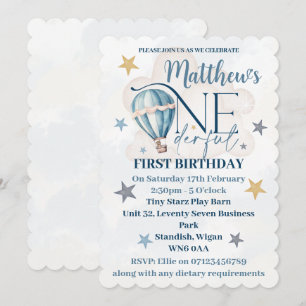 Beer in een ballon ONEderful 1st Birthday Invites Kaart