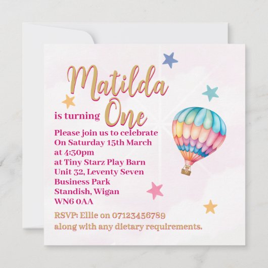 Beer in een ballon uitnodigingen op maat (Achterkant)