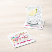 Beer in een ballon Vierkant Papier Onderzetters (Insitu)