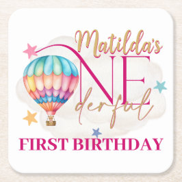 Beer in een ballon Vierkant Papier Onderzetters