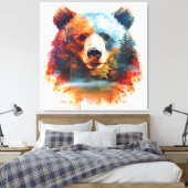 Beer in een herfstbos canvas afdruk (Insitu (Slaapkamer))