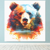 Beer in een herfstbos canvas afdruk (Insitu (Houten vloer))