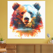 Beer in een herfstbos canvas afdruk (Insitu (Woonkamer))