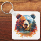Beer in een herfstbos sleutelhanger (Voorkant)