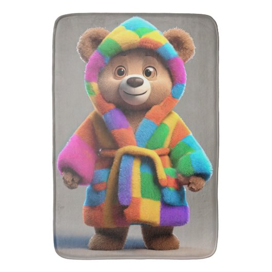 Beer in een kleurrijk gewaad badmat (Voorkant Verticaal)