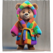 Beer in een kleurrijk gewaad douchegordijn (Voorkant)