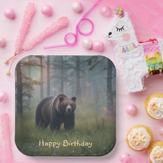 Beer in een magisch bos papieren bordje (Feest)