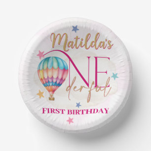 Beer in een roze ballon 7" Ronde papieren Borden Kommen