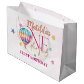 Beer in een Roze Ballon Grote Geschenktas Groot Cadeauzakje (Achterkant Gekanteld)