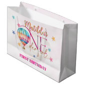 Beer in een Roze Ballon Grote Geschenktas Groot Cadeauzakje (Voorkant Gekanteld)