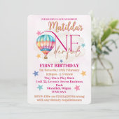 Beer in een Roze Heet Lucht Ballon Uitnodigingen (Staand voorkant)