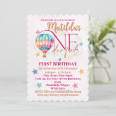 Beer in een Roze Heet Lucht Ballon Uitnodigingen (Staand voorkant)