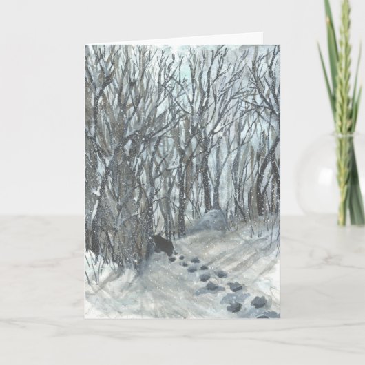 Beer in een Snowy Forest Kaart (Voorkant)