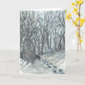 Beer in een Snowy Forest Kaart (Gele Bloem)