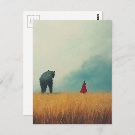 Beer in een tarweveld briefkaart (Voorkant / Achterkant)