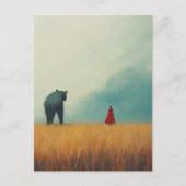 Beer in een tarweveld briefkaart (Voorkant)