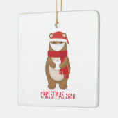 Beer in Face Mask Kerstmis 2020 Keramisch Ornament (Links)