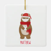 Beer in Face Mask Kerstmis 2020 Keramisch Ornament (Achterkant)