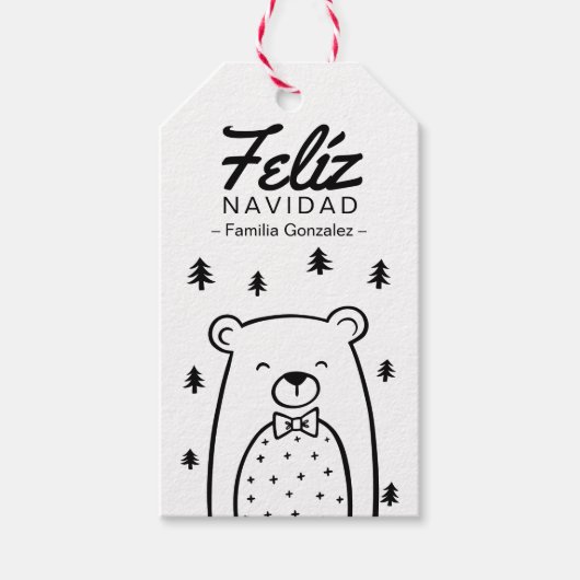 Beer in Forest Feliz Navidad Gift Labels Cadeaulabel (Voorkant)