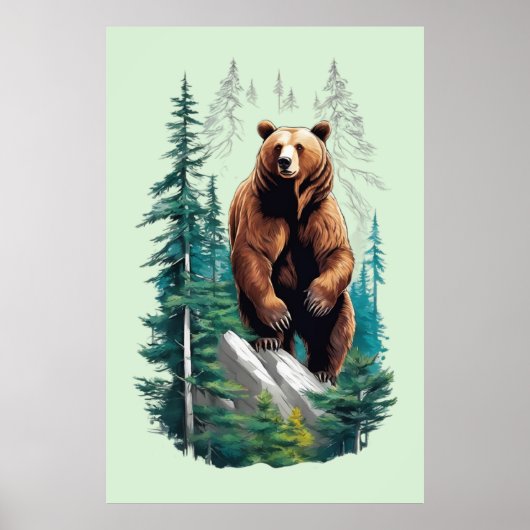 Beer in Forest Natuur Lover Poster (Voorkant)