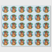 Beer in grasland verjaardag cadeaupapier (Vlak)