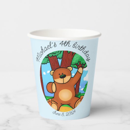 Beer in grasland verjaardag papieren bekers (Voorkant)