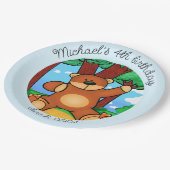 Beer in grasland verjaardag papieren bordje (Gekanteld)