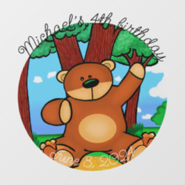 Beer in grasland verjaardag raamsticker