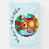 Beer in grasland verjaardag spandoek (Verticaal)