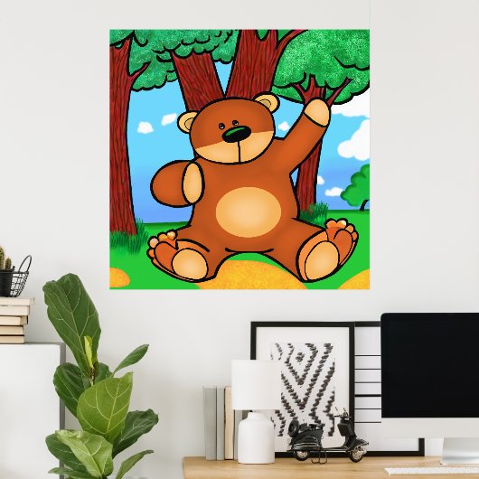 Beer in grassland poster (Thuiskantoor)