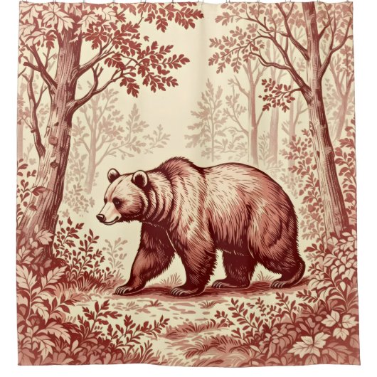 Beer in het bos Toile Douchegordijn (Voorkant)